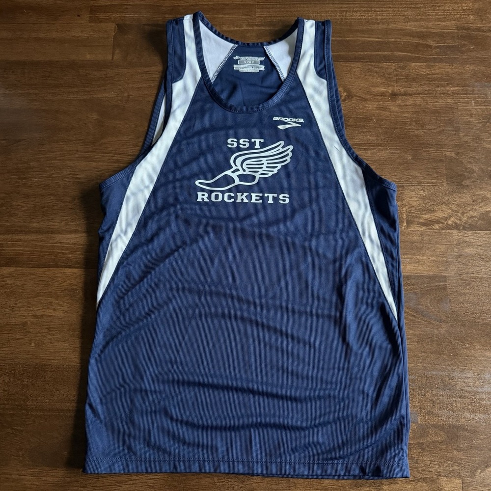 Brooks Equilibrium Men S Running Singlet Tank Top Blue SST Rockets Track Cross